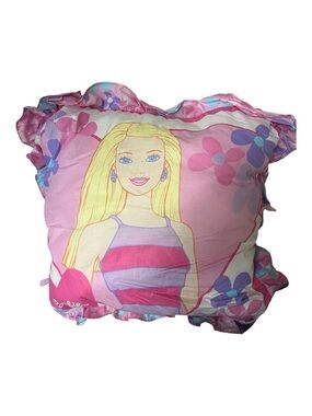 Barbie Pink Floral Ruffle Throw Pillow